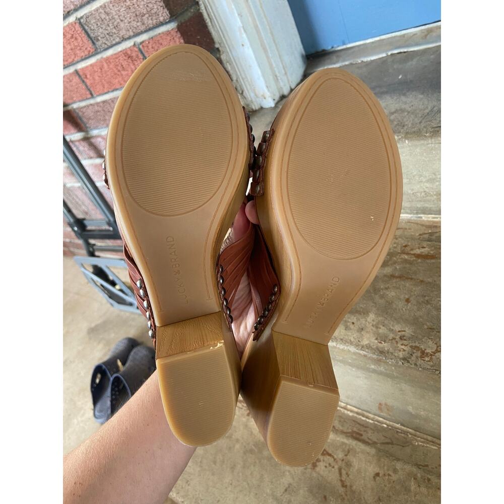 Lucky Brand tan woven leather upper platform sandal - Picture 9 of 9